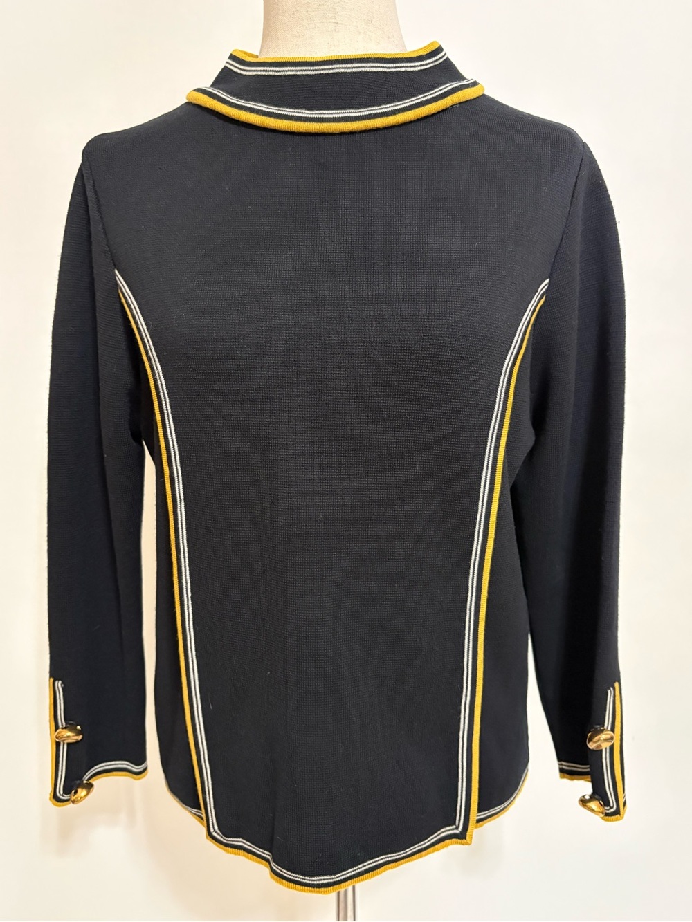 Vintage 60s Capriel Italian Wool Mock Neck Mod Sweater Size Medium Made in Italy